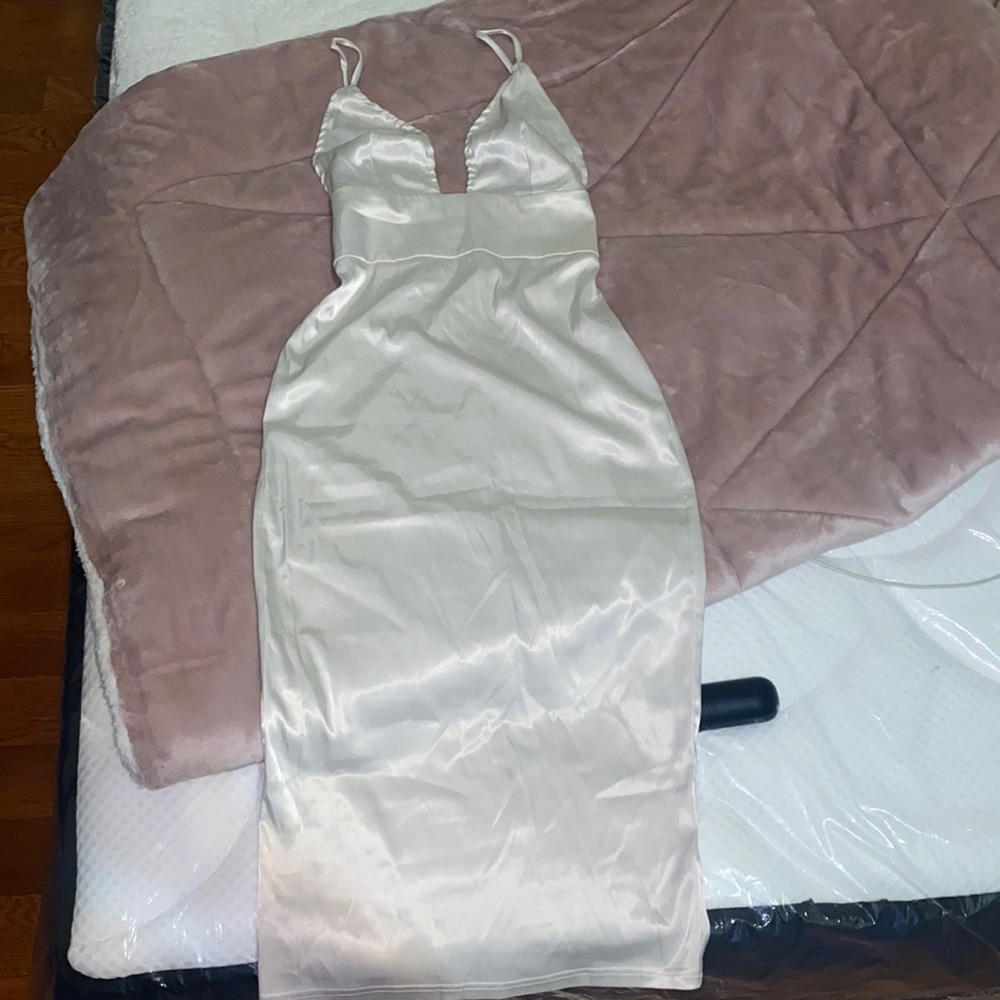 Long Sexy Nude Spaghetti Strap Dress